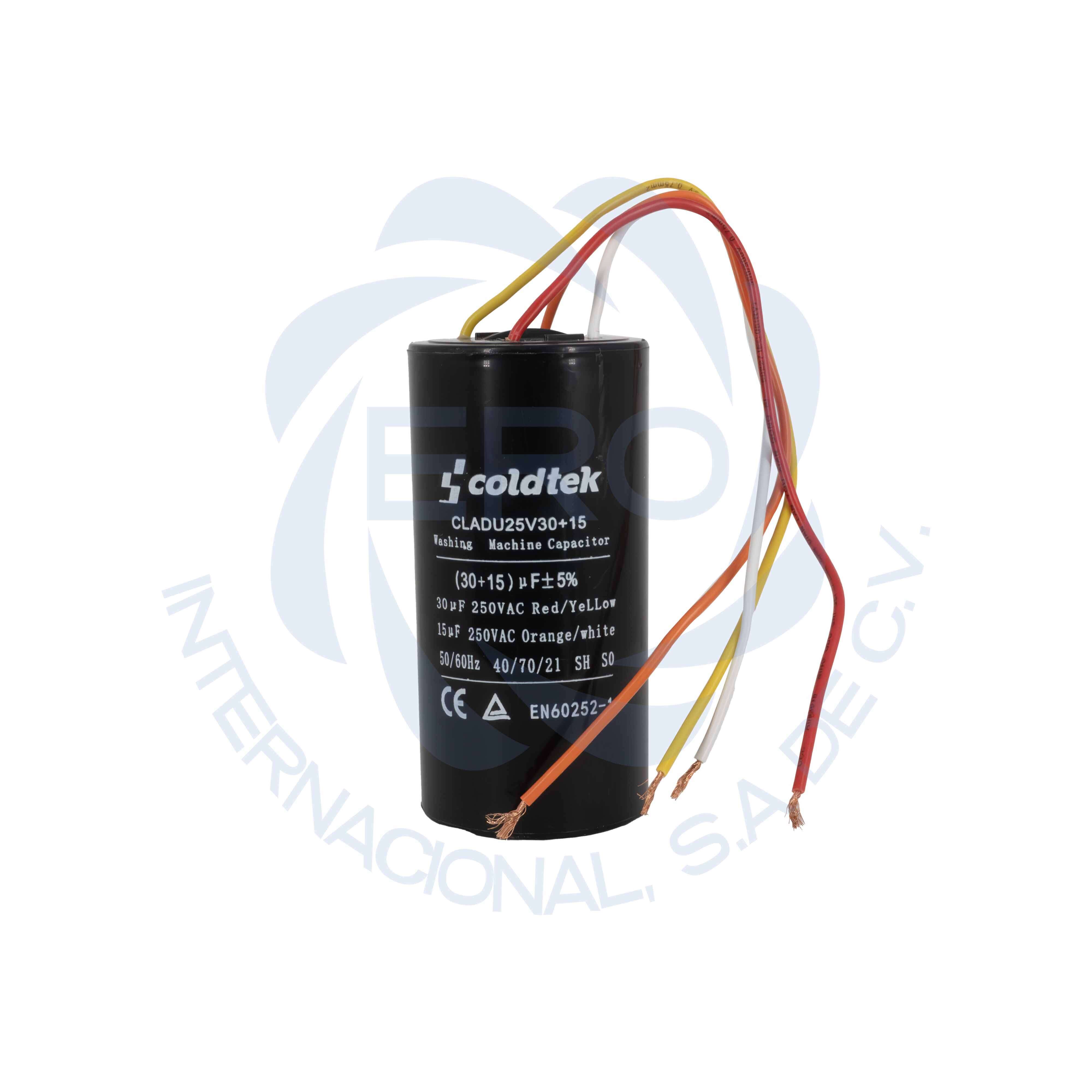 CLADU25V30+15-3 Capacitor de trabajo dual para lavadora 30uF + 15uF - Imagen 1