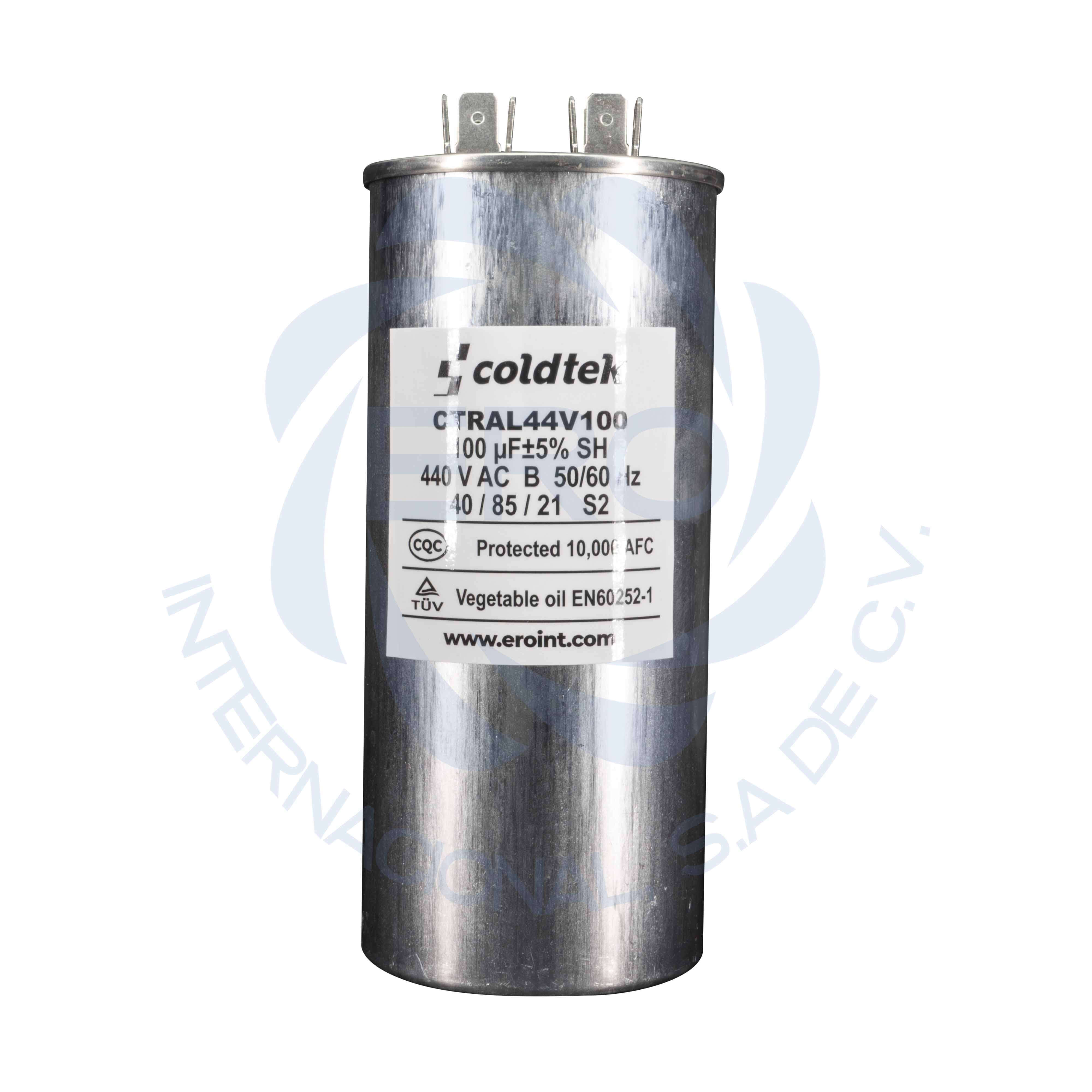 CTRAL44V100-2 Capacitor de trabajo de aluminio para refrigeración 100uF - Imagen 1