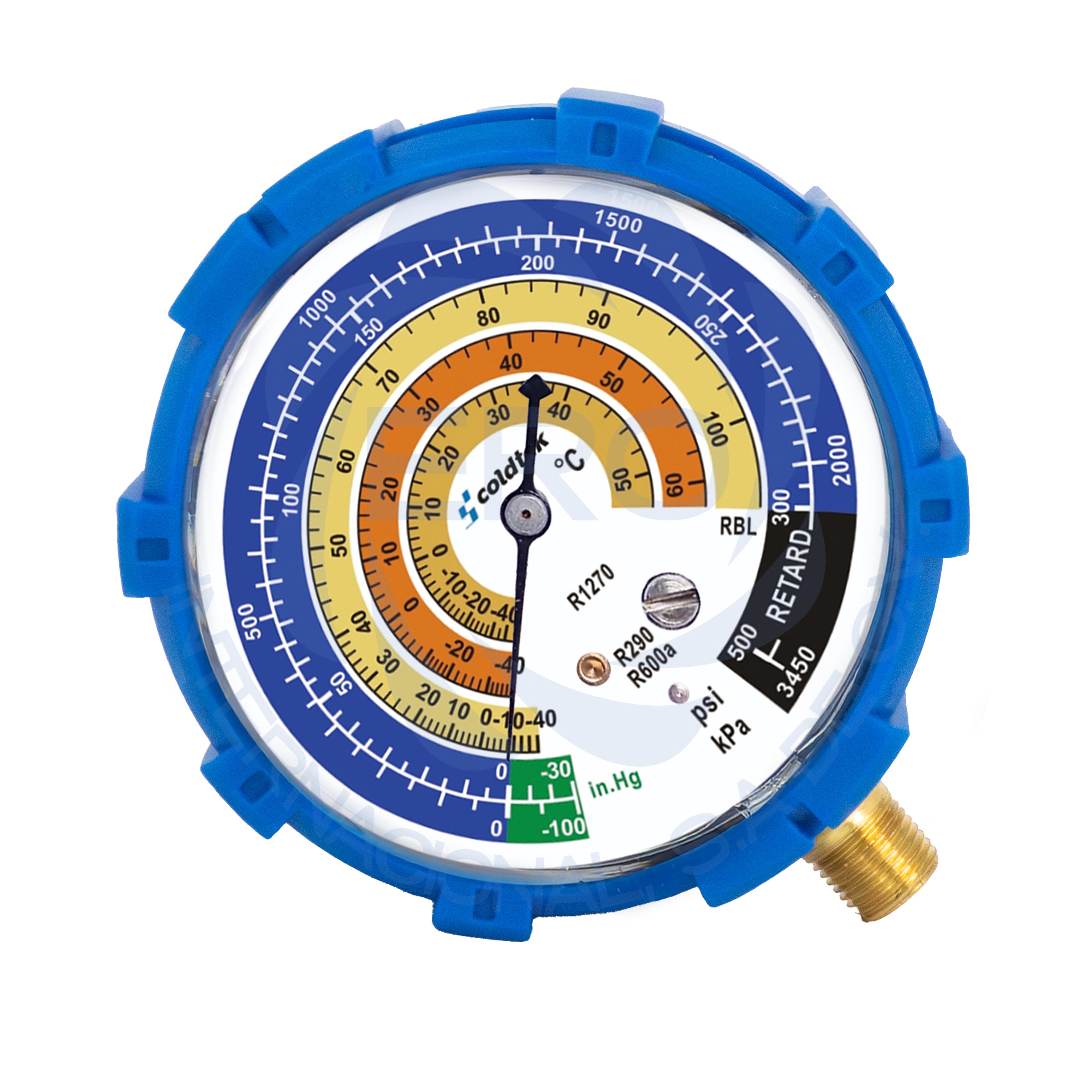 MMREHA006 Manómetro con antivibración y protección para gas refrigerante gas R1270 / R290 / R600a presión baja - Imagen 1