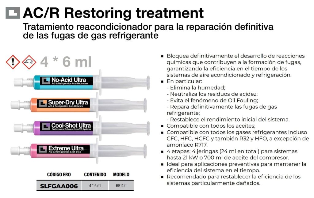 Traitement AC/R RESTORING - Solution Complète Pour Climatisation Et Réfrigération | Répare Les Fuites Et Neutralise L'Acide